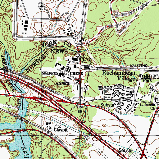 Topographic Map of Yorktown Naval Weapons Station Fire Department, VA