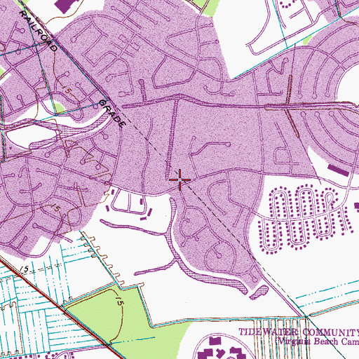 Topographic Map of Virginia Beach Volunteer Emergency Medical Services Station 18 Green Run, VA