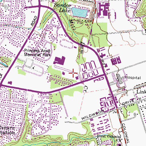 Topographic Map of Virginia Beach Volunteer Emergency Medical Services Station 8 Great Neck, VA