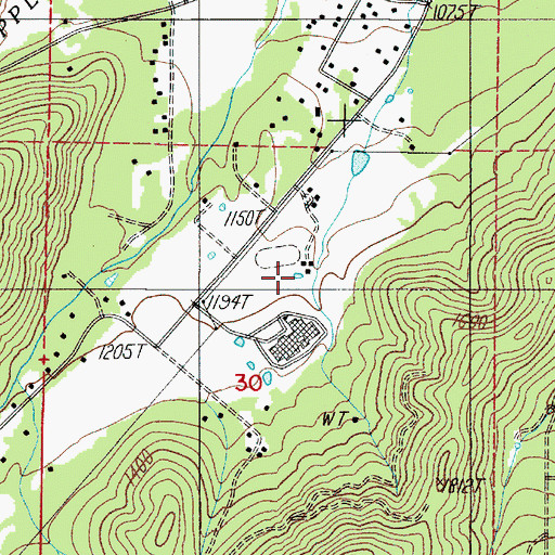Topographic Map of Josephine County School District / Hidden Valley High School Sewage Treatment Plant, OR