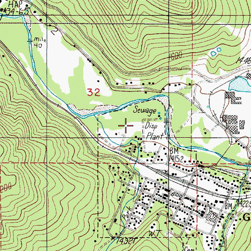 Topographic Map of Glendale Wastewater Treatment Plant, OR