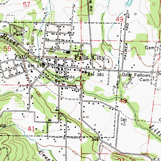 Topographic Map of Falls City Wastewater Treatment Plant, OR