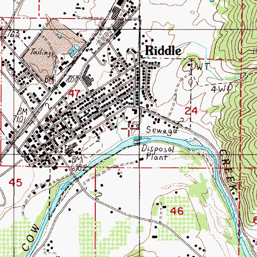 Topographic Map of Riddle Wastewater Treatment Plant, OR