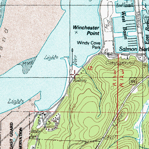 Topographic Map of Winchester Bay Sanitary District, OR