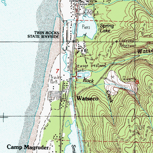 Topographic Map of Twin Rocks Sanitary District, OR