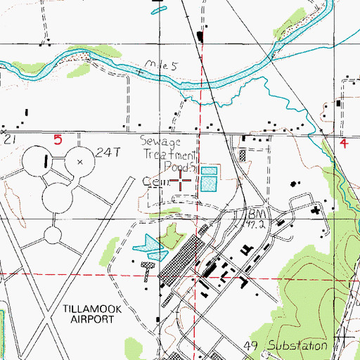 Topographic Map of Port of Tillamook Bay and Industrial Air Park Sewage Treatment Plant, OR
