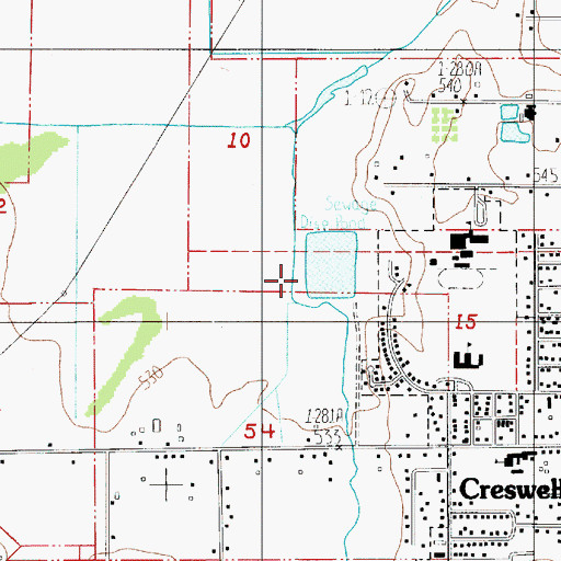 Topographic Map of Creswell Wastewater Treatment Facility, OR