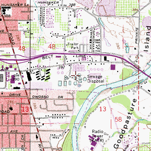 Topographic Map of Eugene / Springfield Metro Wastewater Treatment Water Pollution Control Facility, OR