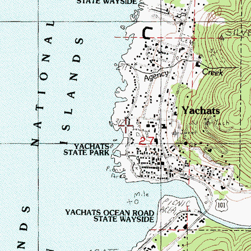 Topographic Map of Yachats Sewage Treatment Plant, OR