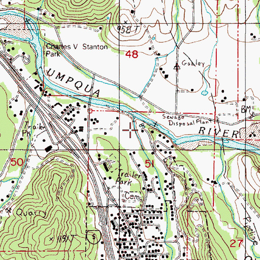 Topographic Map of Canyonville Wastewater Treatment Plant, OR