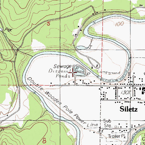 Topographic Map of Siletz Sewage Treatment Plant, OR