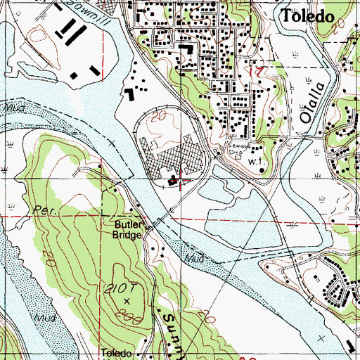 Topographic Map of Toledo Sewage Treatment Plant, OR
