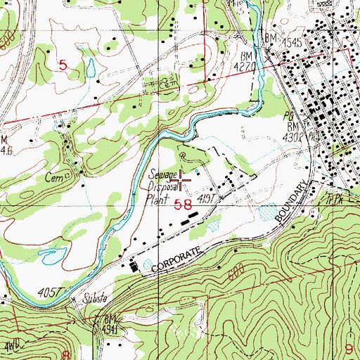 Topographic Map of Oakland Sewage Treatment Plant, OR