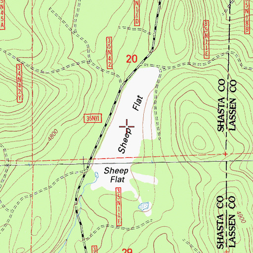 Topographic Map of Sheep Flat, CA