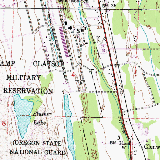 Topographic Map of Camp Rilea Sewage Treatment Plant, OR