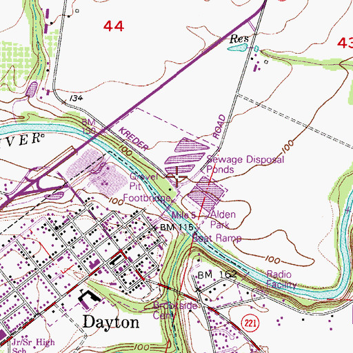 Topographic Map of Dayton Sewage Treatment Lagoons, OR