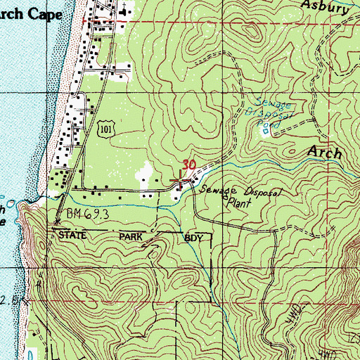 Topographic Map of Arch Cape Water and Sanitary District, OR