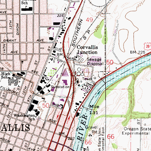 Topographic Map of Corvallis Sewage Treatment, OR