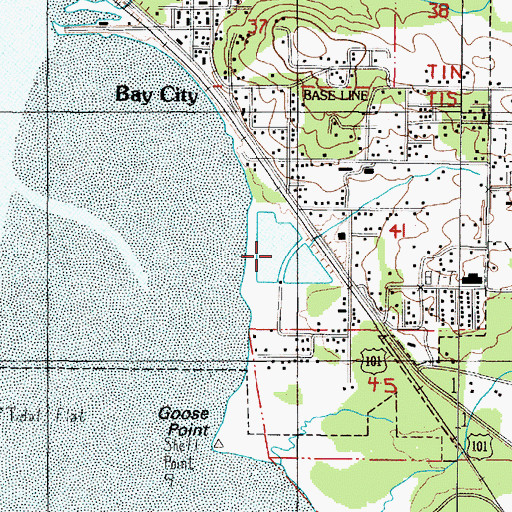 Topographic Map of Bay City Sewage Treatment Plant, OR