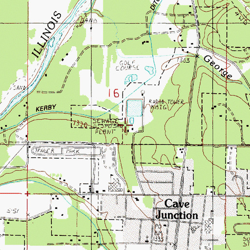 Topographic Map of Cave Junction Wastewater Sewage Treatment, OR