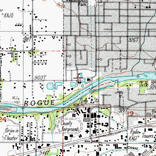 Topographic Map of Grants Pass Water Treatment Plant, OR