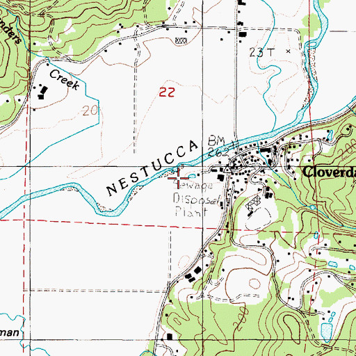 Topographic Map of Cloverdale Sanitary District Treatment Plant, OR