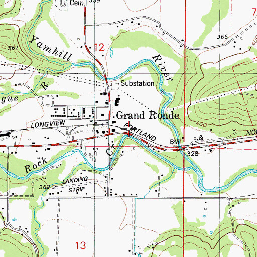 Topographic Map of Grand Ronde Sanitary District, OR