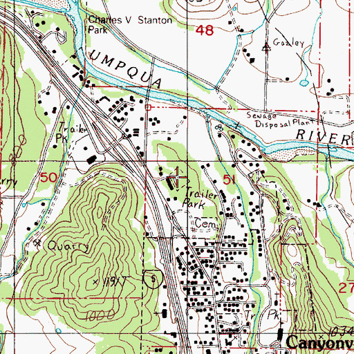 Topographic Map of Cow Creek Gaming Center Wastewater Treatment Plant, OR