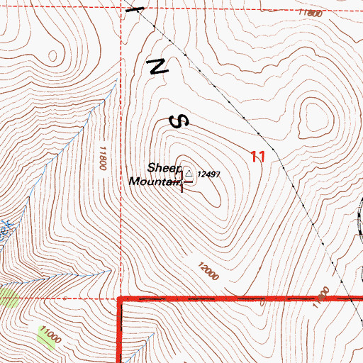 Topographic Map of Sheep Mountain, CA