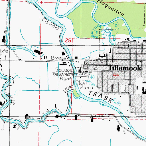 Topographic Map of Tillamook Sewage Treatment Plant, OR