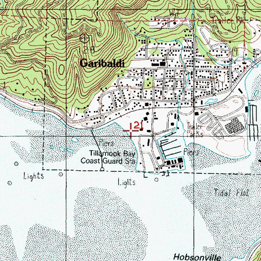 Topographic Map of Garibaldi Sewage Treatment Plant, OR