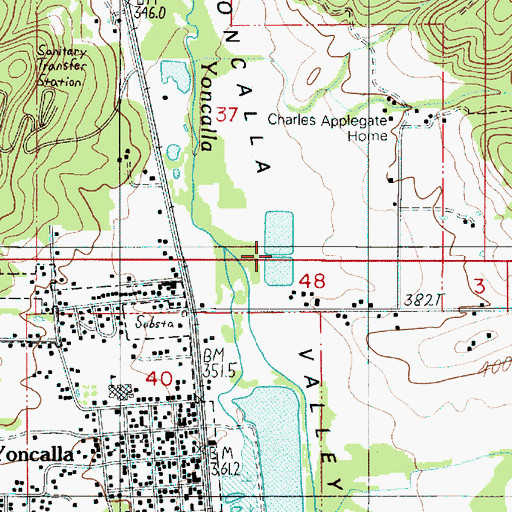 Topographic Map of Yoncalla Sewage Treatment Plant, OR