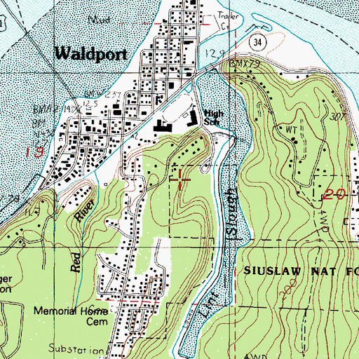 Topographic Map of Waldport Wastewater Treatment Plant, OR