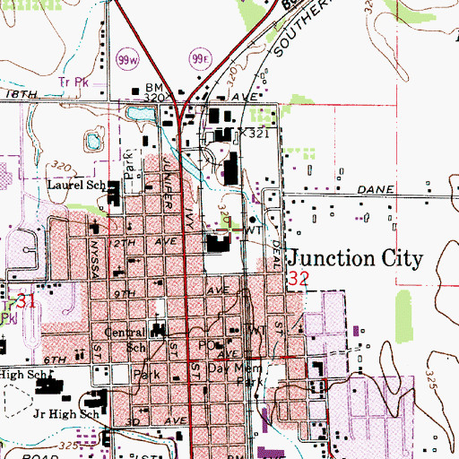 Topographic Map of Junction City Water Treatment, OR