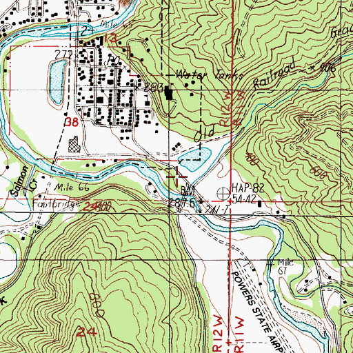 Topographic Map of Powers Water Treatment Plant, OR