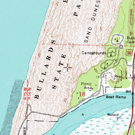 Topographic Map of Bullards Beach State Park Sewage Treatment Plant, OR