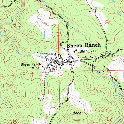 Topographic Map of Sheep Ranch, CA