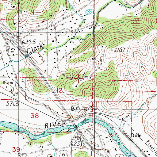 Topographic Map of Clarks Branch Water Treatment Facility, OR