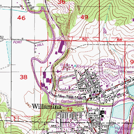 Topographic Map of Willamina Water Treatment Plant, OR