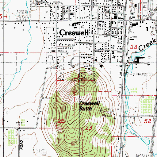 Topographic Map of Creswell Water Treatment, OR