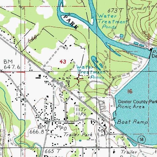 Topographic Map of Dexter Wastewater Treatment, OR