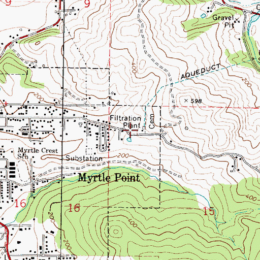 Topographic Map of Myrtle Point Water Treatment Plant, OR