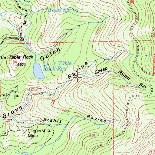 Topographic Map of Sheep Ranch Ravine, CA