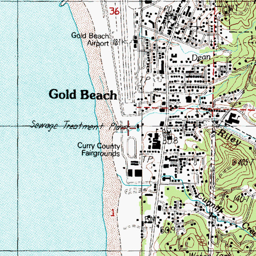 Topographic Map of Gold Beach Sewage Treatment Plant, OR