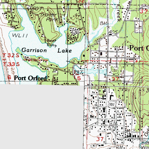 Topographic Map of Port Orford Water Treatment Plant, OR