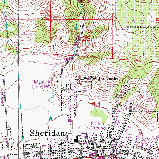 Topographic Map of Sheridan Water Treatment Plant, OR