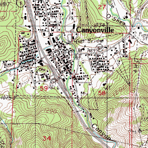 Topographic Map of Canyonville Water Treatment Plant, OR