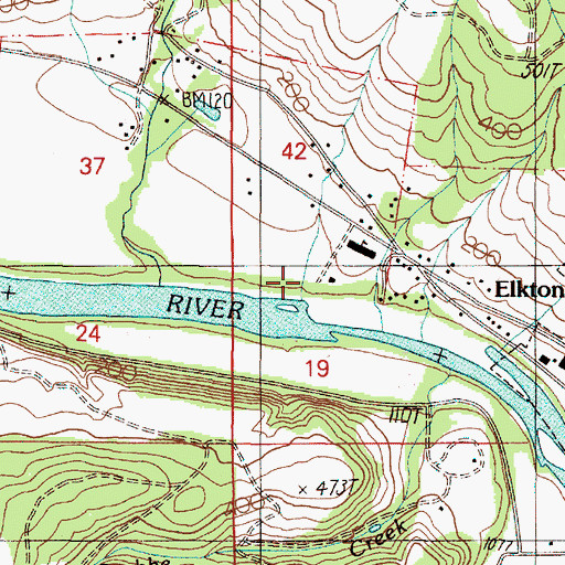 Topographic Map of Elkton Wastewater Treatment Facility, OR