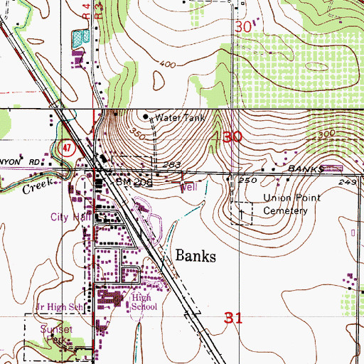 Topographic Map of Banks Chlorination Plant, OR