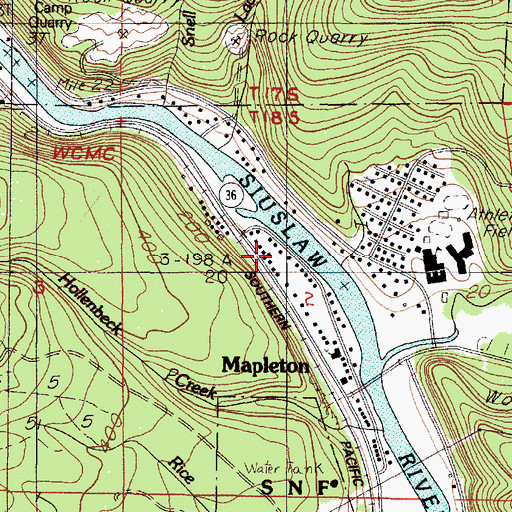 Topographic Map of Mapleton Water District Office, OR